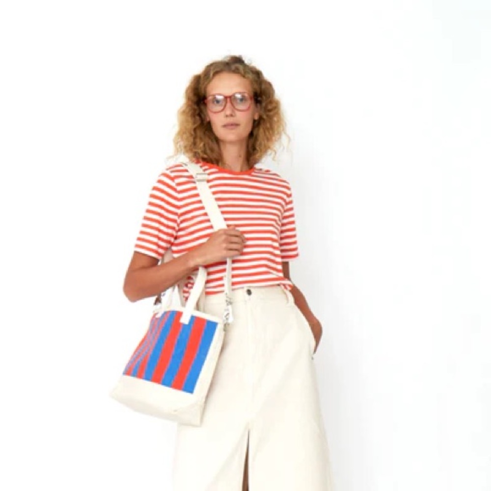 KULE Red and White Striped Short Sleeve Tee